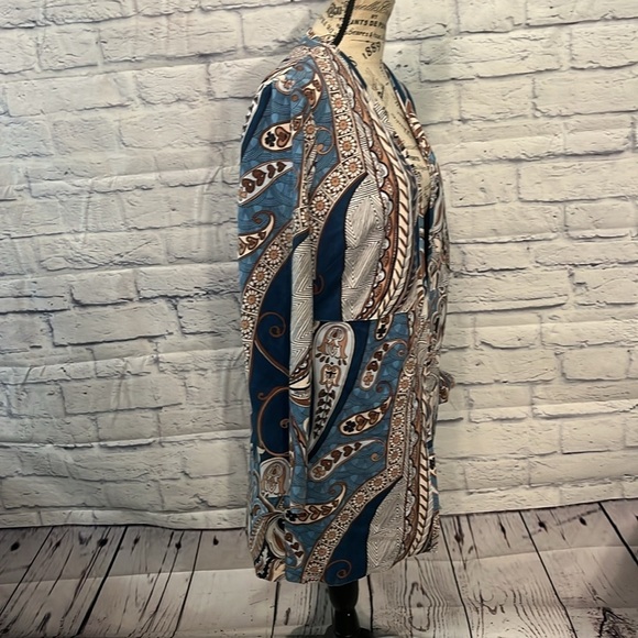 Chico’s Paisley Jacket Coat Topper Faux Suede NWT Chicos Size 0 = XS Blue - Picture 5 of 11